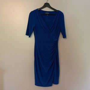 Ralph Lauren Royal Blue Side Ruched Dress